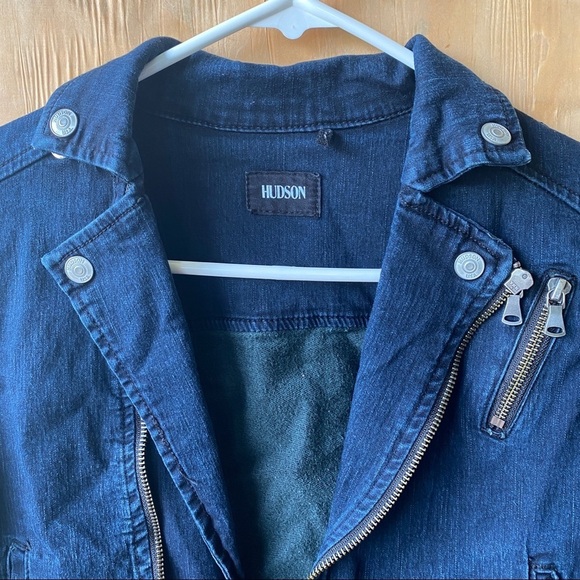 Hudson Youth Large Denim Moto Jacket Blue - Picture 4 of 7